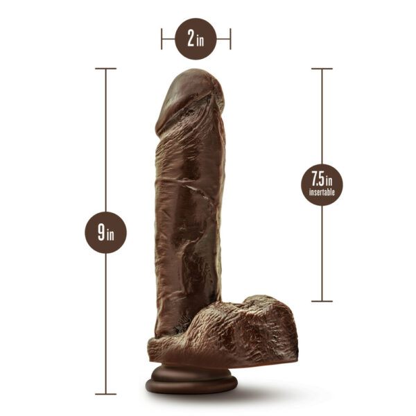 819835028239 3 Dr. Skin Plus 9" Thick Posable Dildo With Balls Chocolate