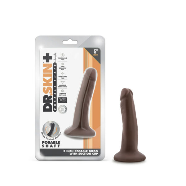 819835028413 Dr. Skin Plus 5" Posable Dildo Chocolate