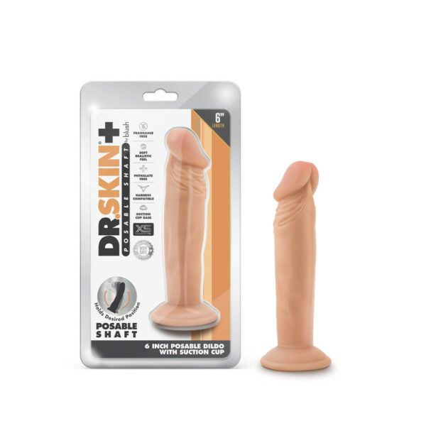 819835028420 Dr. Skin Plus 6" Posable Dildo Vanilla