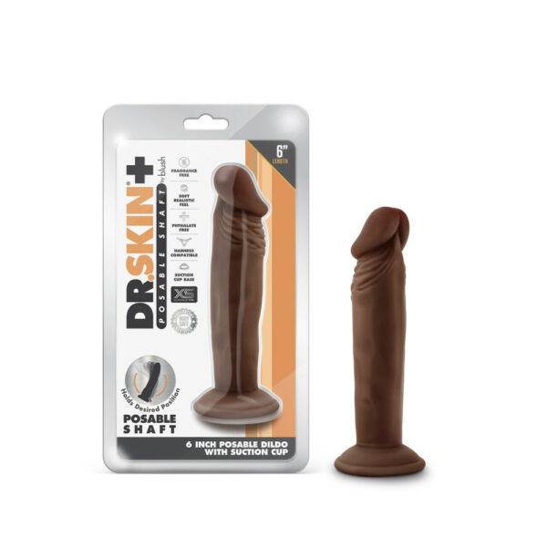 819835028437 Dr. Skin Plus 6" Posable Dildo Chocolate