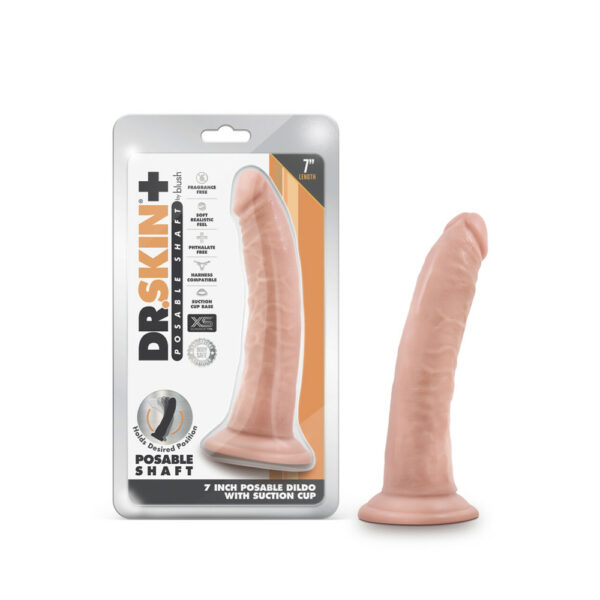 819835028444 Dr. Skin Plus 7" Posable Dildo Vanilla