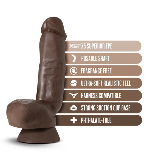 819835028475 2 Dr. Skin Plus 8" Thick Poseable Dildo With Squeezable Balls Chocolate