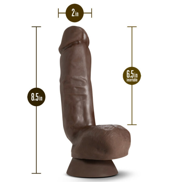 819835028475 3 Dr. Skin Plus 8" Thick Poseable Dildo With Squeezable Balls Chocolate