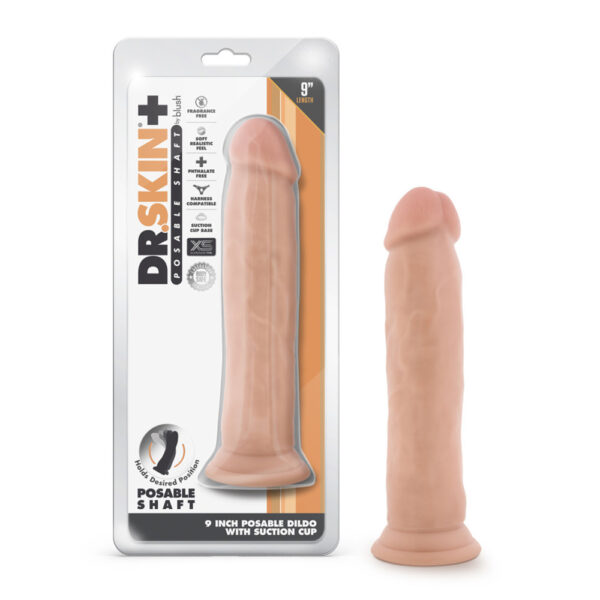 819835028529 Dr. Skin Plus 9" Posable Thick Dildo Vanilla