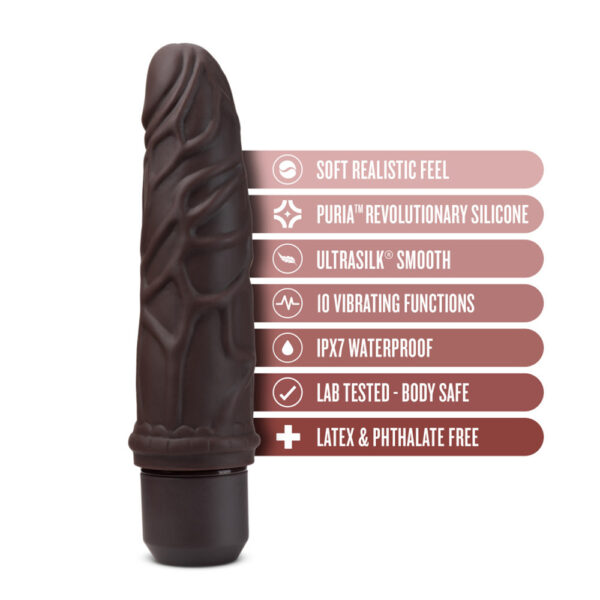 819835029038 2 Dr. Skin Silicone Dr. Robert 7'' Vibrating Dildo Brown