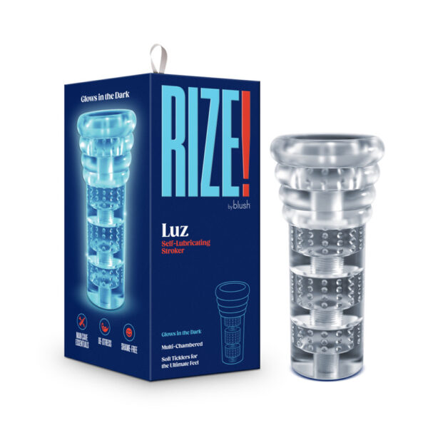 819835029267 Rize Luz Glow In The Dark Self-Lubricating Stroker Clear