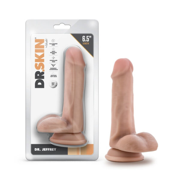 819835029298 Dr. Skin Dr. Jeffrey 6.5" Dildo With Balls Beige