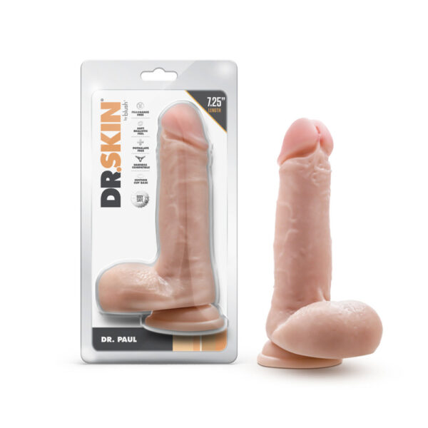 819835029311 Dr. Skin Dr. Paul 7.25" Dildo With Balls Beige