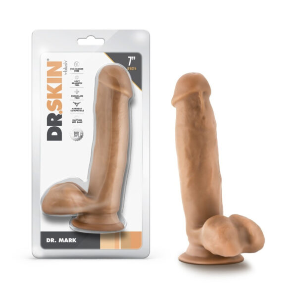 819835029342 Dr. Skin Dr. Mark 7" Dildo With Balls Tan