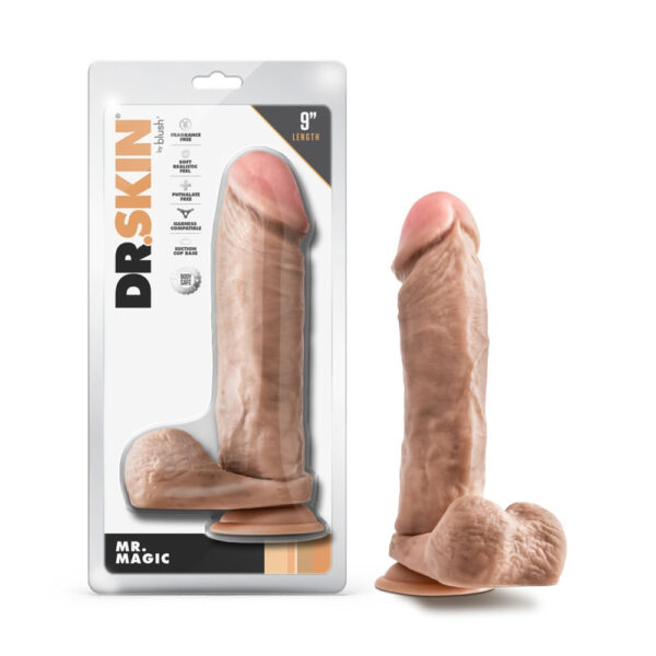 819835029403 Dr. Skin Mr. Magic 9" Dildo With Balls Beige