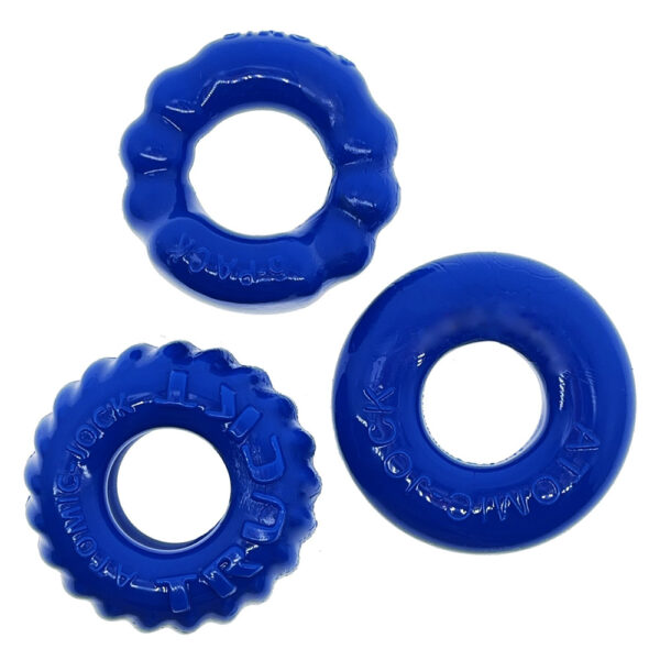 840215121707 3 Bonemaker 3-Pack Cockring Kit Pool Blue