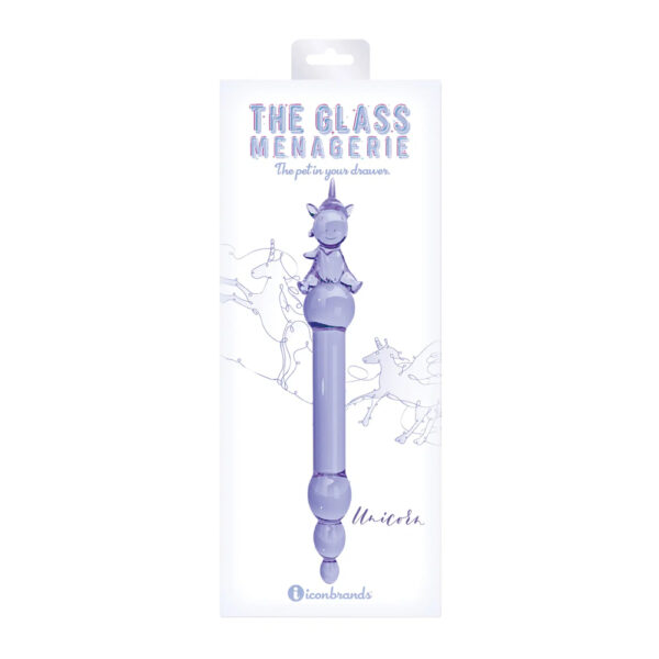 847841011044 Glass Menagerie Unicorn Glass Dildo Purple