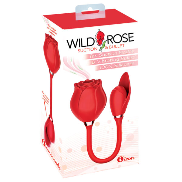 847841017039 Wild Rose & Bullet Rechargeable Silicone Suction Vibrator