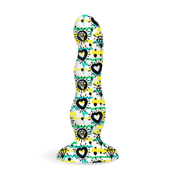 847841090018 2 Diamonds And Hearts Curvy Silicone Dildo