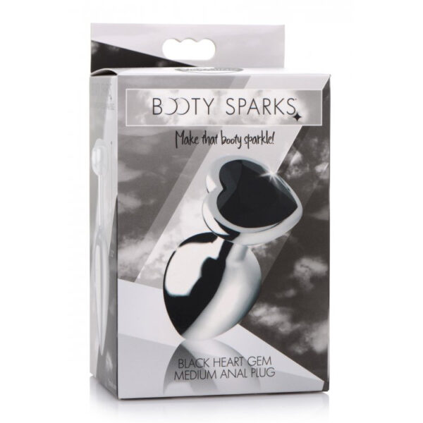 848518037961 Booty Sparks Black Heart Gem Medium Anal Plug