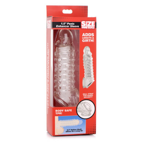 848518039910 Size Matters 1.5" Penis Enhancer Sleeve Clear