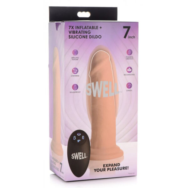 848518042309 Swell 7X Inflatable And Vibrating Remote Control Silicone Dildo 7"