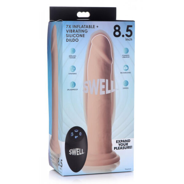 848518042316 Swell 7X Inflatable And Vibrating Remote Control Silicone Dildo 8.5"