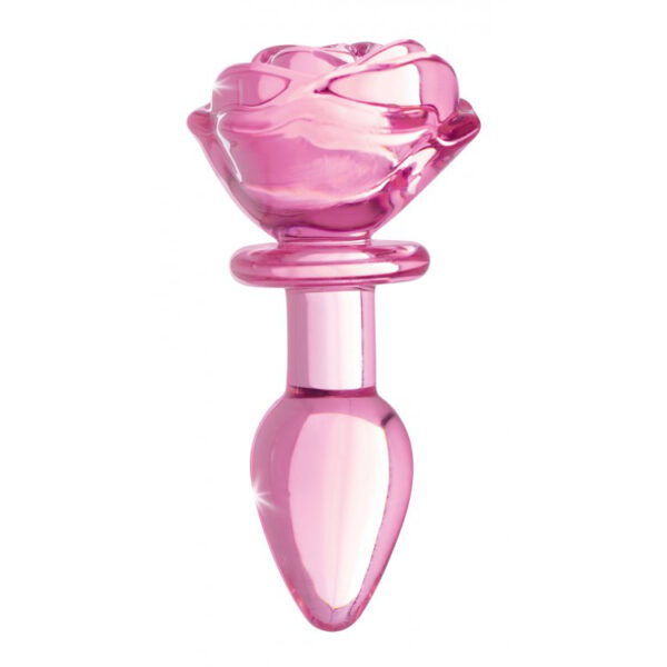 848518042385 2 Booty Sparks Pink Rose Glass Small Anal Plug