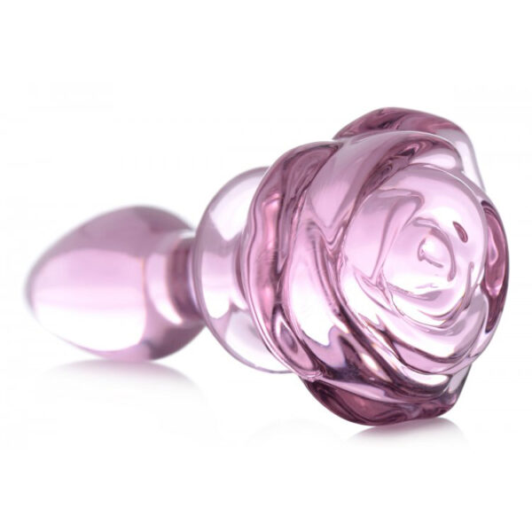 848518042385 3 Booty Sparks Pink Rose Glass Small Anal Plug
