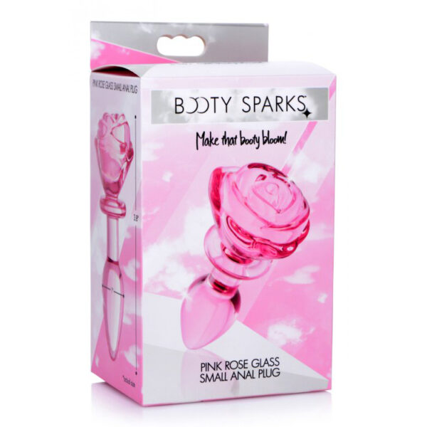 848518042385 Booty Sparks Pink Rose Glass Small Anal Plug