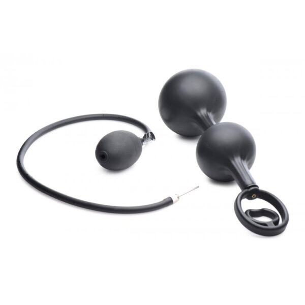 848518042590 3 Master Series Devils Rattle Inflatable Silicone Anal Plug With Cock And Ball Ring