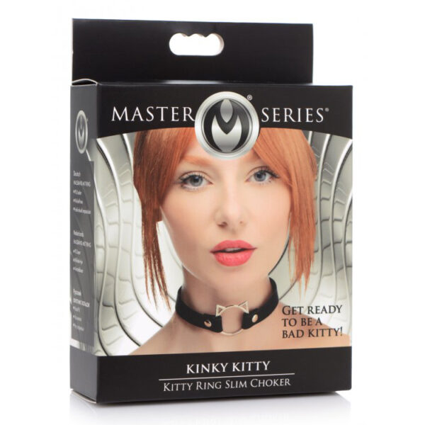 848518043597 Master Series Kinky Kitty Ring Slim Choker Black