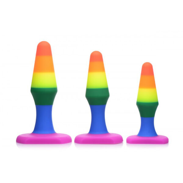 848518043900 2 Frisky Rainbow Silicone Anal Trainer Set