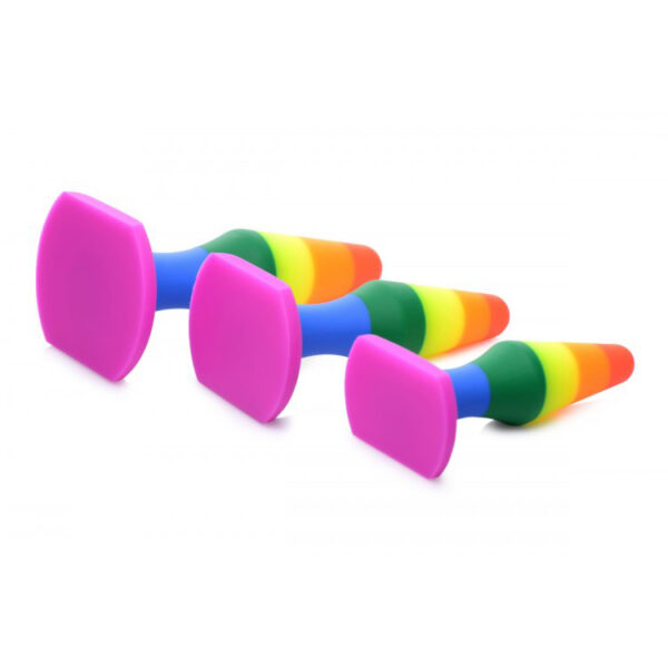 848518043900 3 Frisky Rainbow Silicone Anal Trainer Set