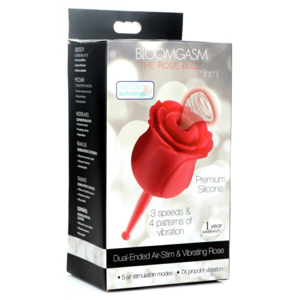 848518045386 Inmi Bloomgasm Rose Buzz 7X Silicone Clit Stimulator And Vibrator