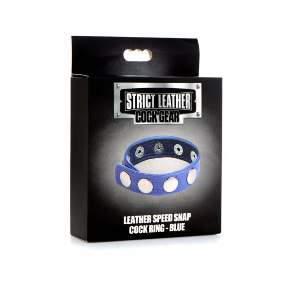 848518045560 Strict Leather Cock Gear Leather Speed Snap Cock Ring Blue
