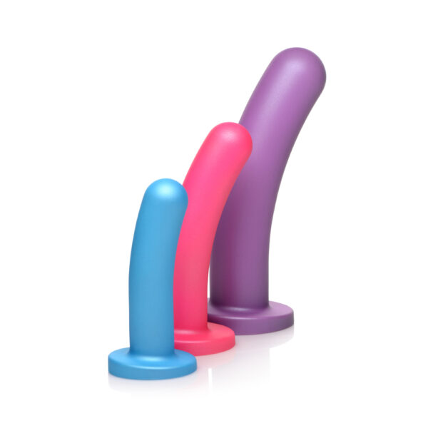 848518045751 2 Strap U Triple Peg 28X Vibrating Silicone Dildo Set W/ Remote