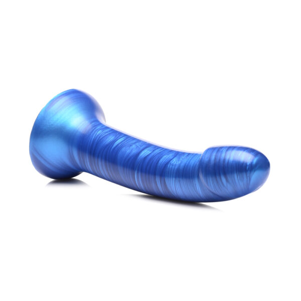 848518045911 3 Strap U G-Tastic 7'' Metallic Silicone Dildo Blue