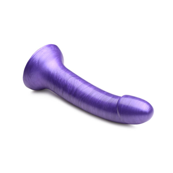 848518045935 3 Strap U G-Tastic 7'' Metallic Silicone Dildo Purple