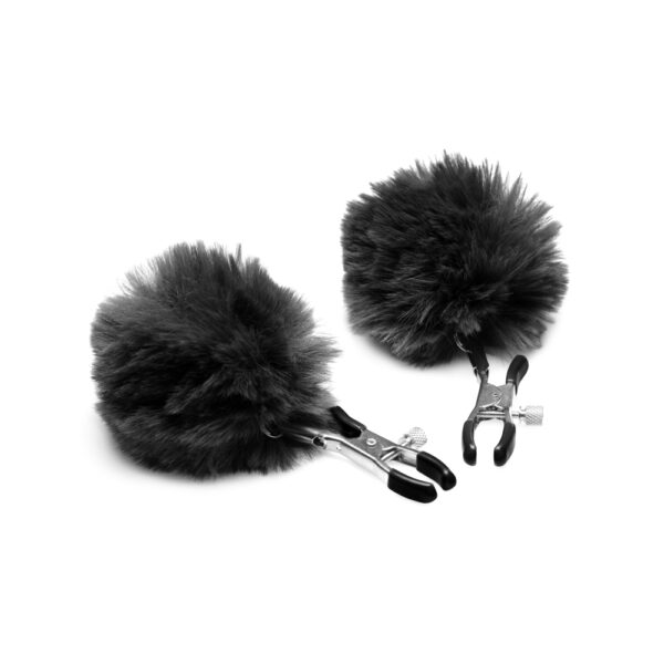 848518045980 3 Charmed Pom Pom Nipple Clamps Black