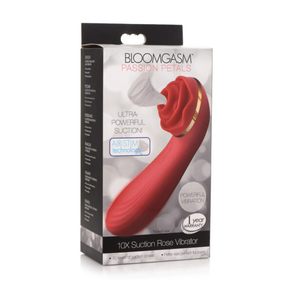 848518046741 Inmi Bloomgasm Passion Petals 10X Silicone Suction Rose Vibrator Red