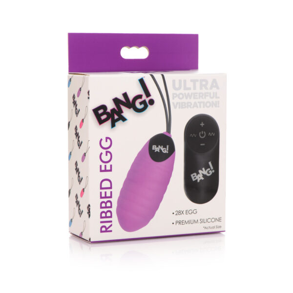 848518047335 Bang! 28X Ribbed Silicone Egg Purple