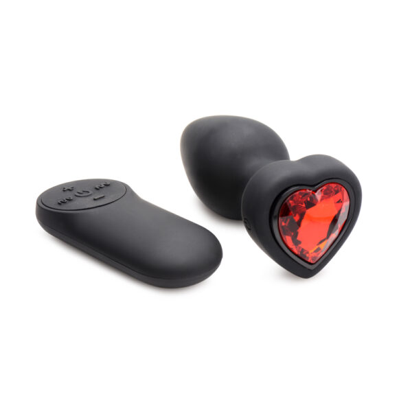 848518047526 2 Booty Sparks 28X Silicone Vibrating Red Heart Anal Plug W/ Remote Small