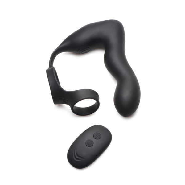 848518047557 2 Swell Inflatable & 10X Vibrating Prostate Plug W/ Cock & Ball Ring & Remote