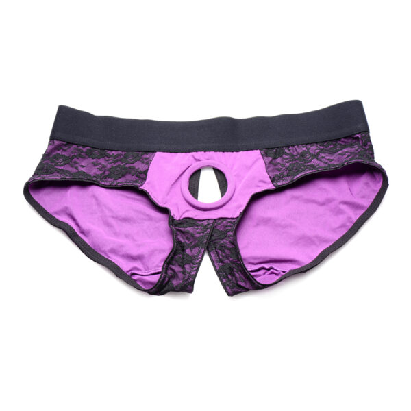 848518048141 2 Strap U Lace Envy 2Xl Crotchless Panty Harness Purple