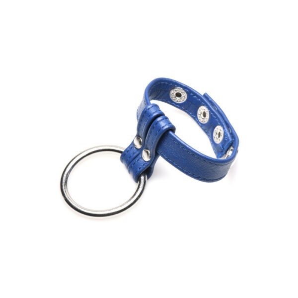 848518048196 2 Strict Leather Cock Gear Leather And Steel Cock & Ball Ring Blue