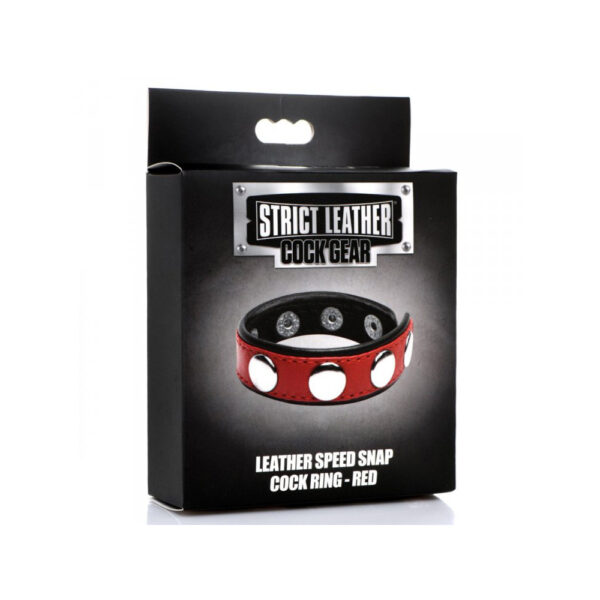 848518048424 Strict Leather Cock Gear Leather Speed Snap Cock Ring Red