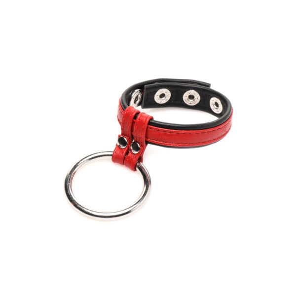 848518048448 2 Strict Leather Cock Gear Leather And Steel Cock & Ball Ring Red