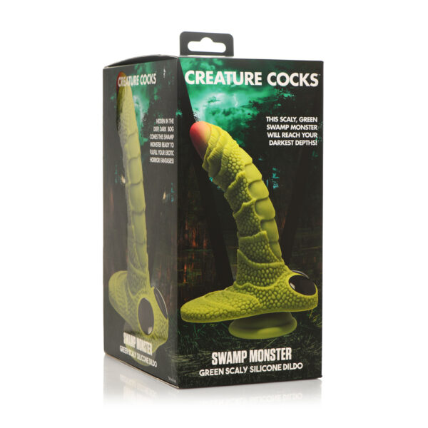 848518048905 Creature Cocks Swamp Monster Green Scaly Silicone Dildo