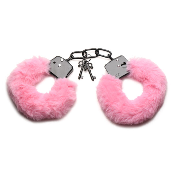 Master Series Cuffed In Fur Furry Handcuffs Pink - Image 2