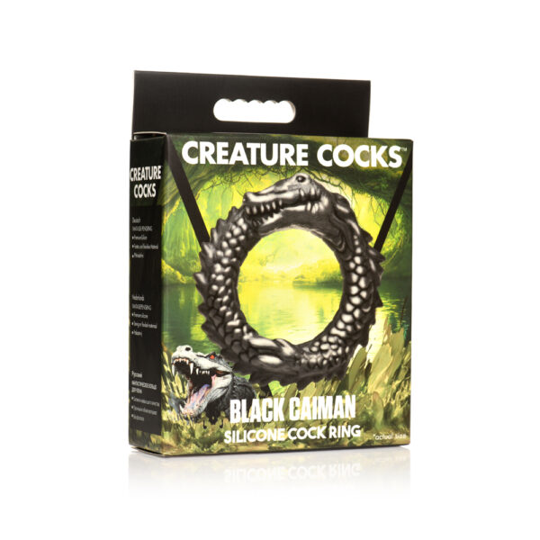 848518053312 Creature Cocks Black Caiman Silicone Cock Ring