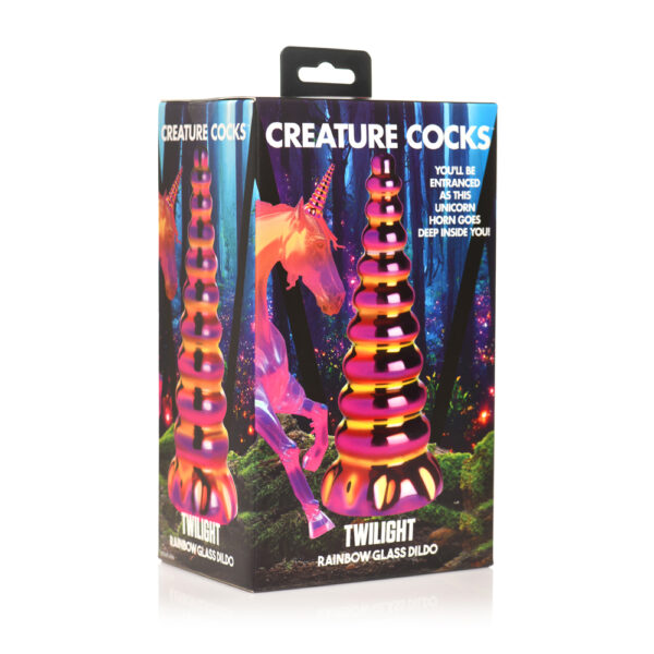 848518053800 Creature Cocks Twilight Rainbow Glass Dildo