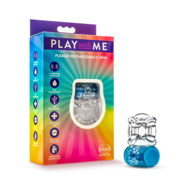 850002870282 Play With Me Pleaser Rechargeable C-Ring Blue