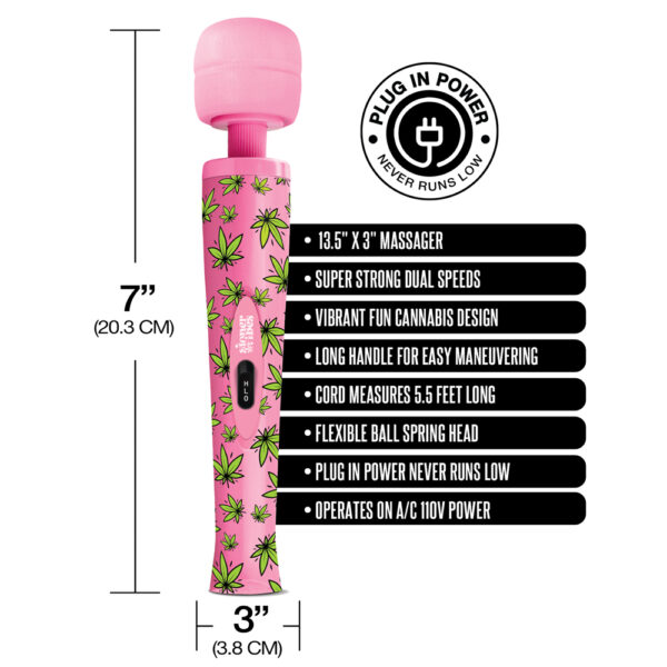 850010096780 3 Stoner Vibes Wacky Weed Wand Massager Pink Kush