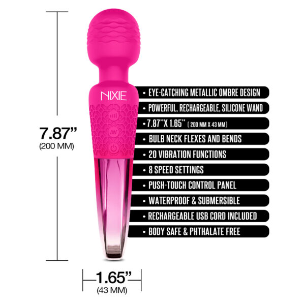 850010096919 3 Nixie Rechargeable Wand Massager Pink Ombre